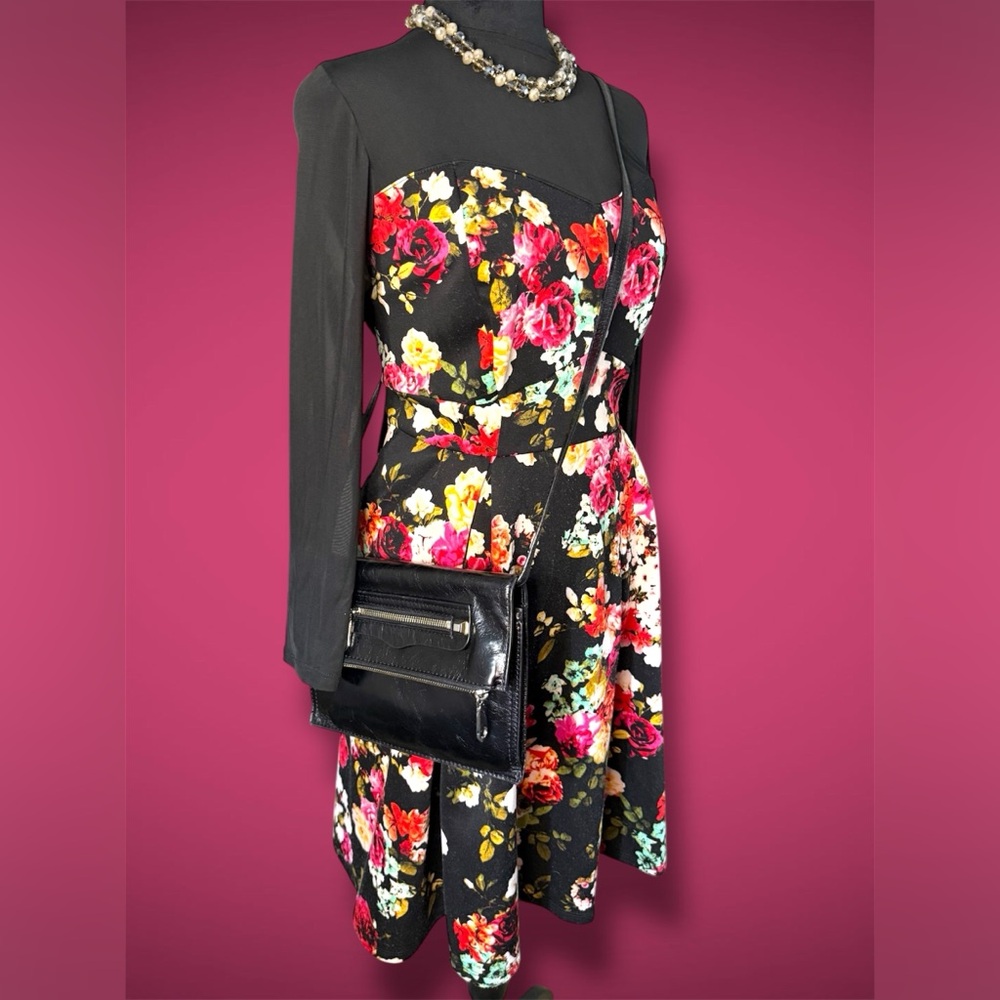 Torrid Floral & Black Scuba Mini Dress